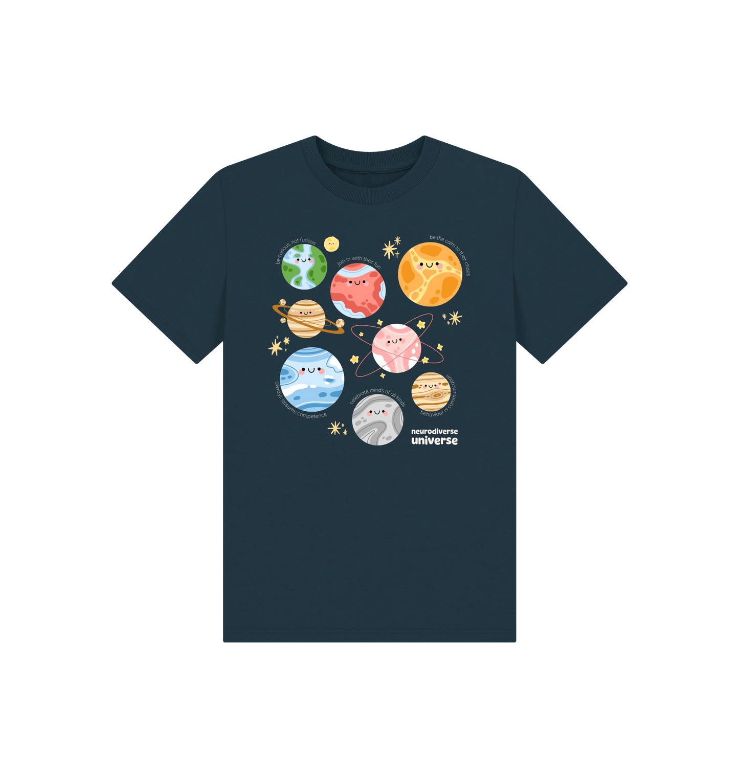 Denim Blue Printed Kids T-Shirt Front