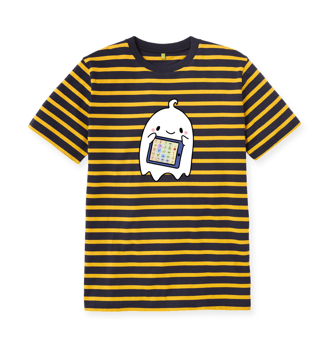 Navy & Mustard Stripe Printed Premium T-Shirt Front