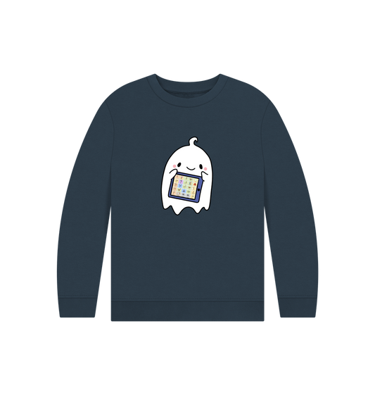 Navy Blue Printed Kids Jumper Front