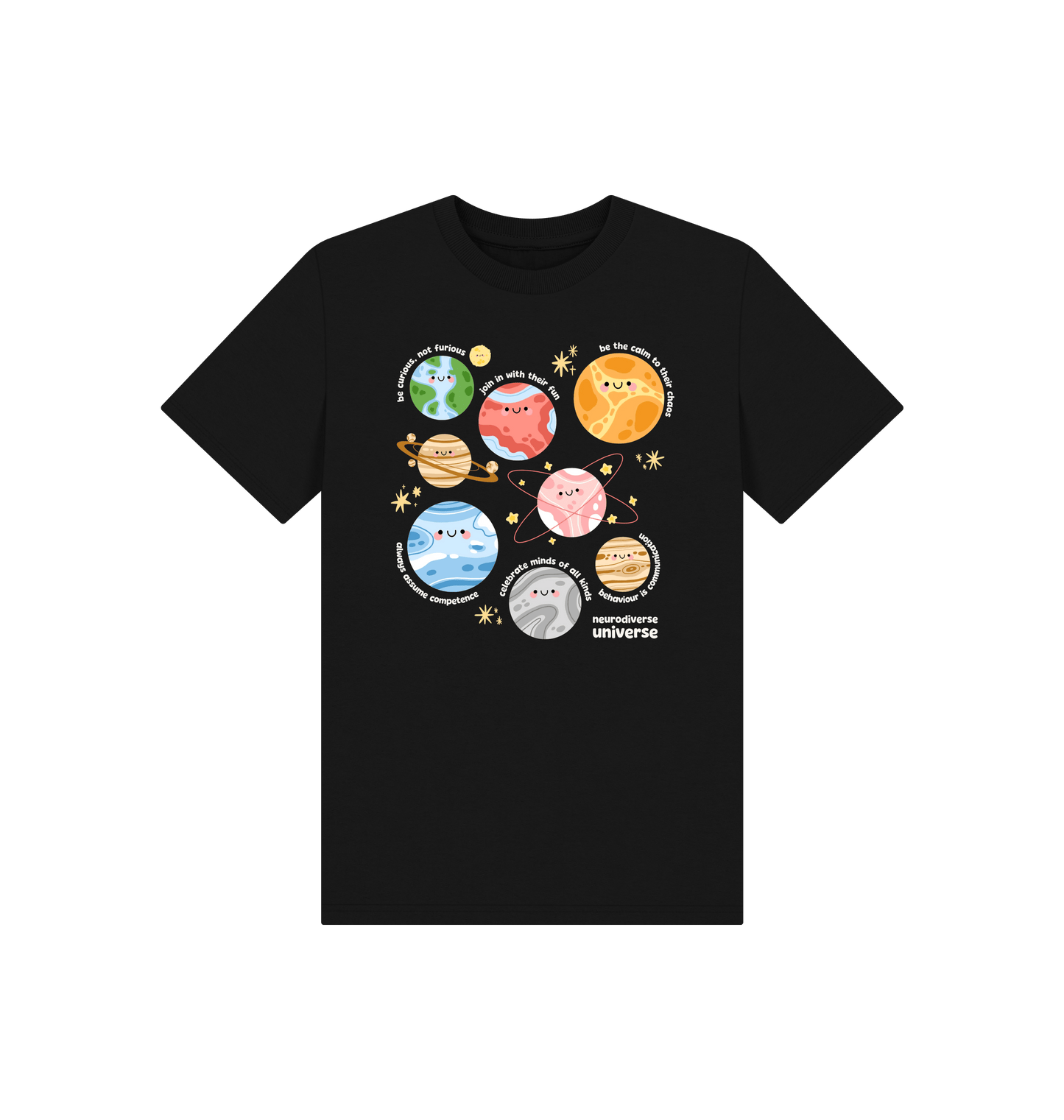 Black Printed Kids T-Shirt Front