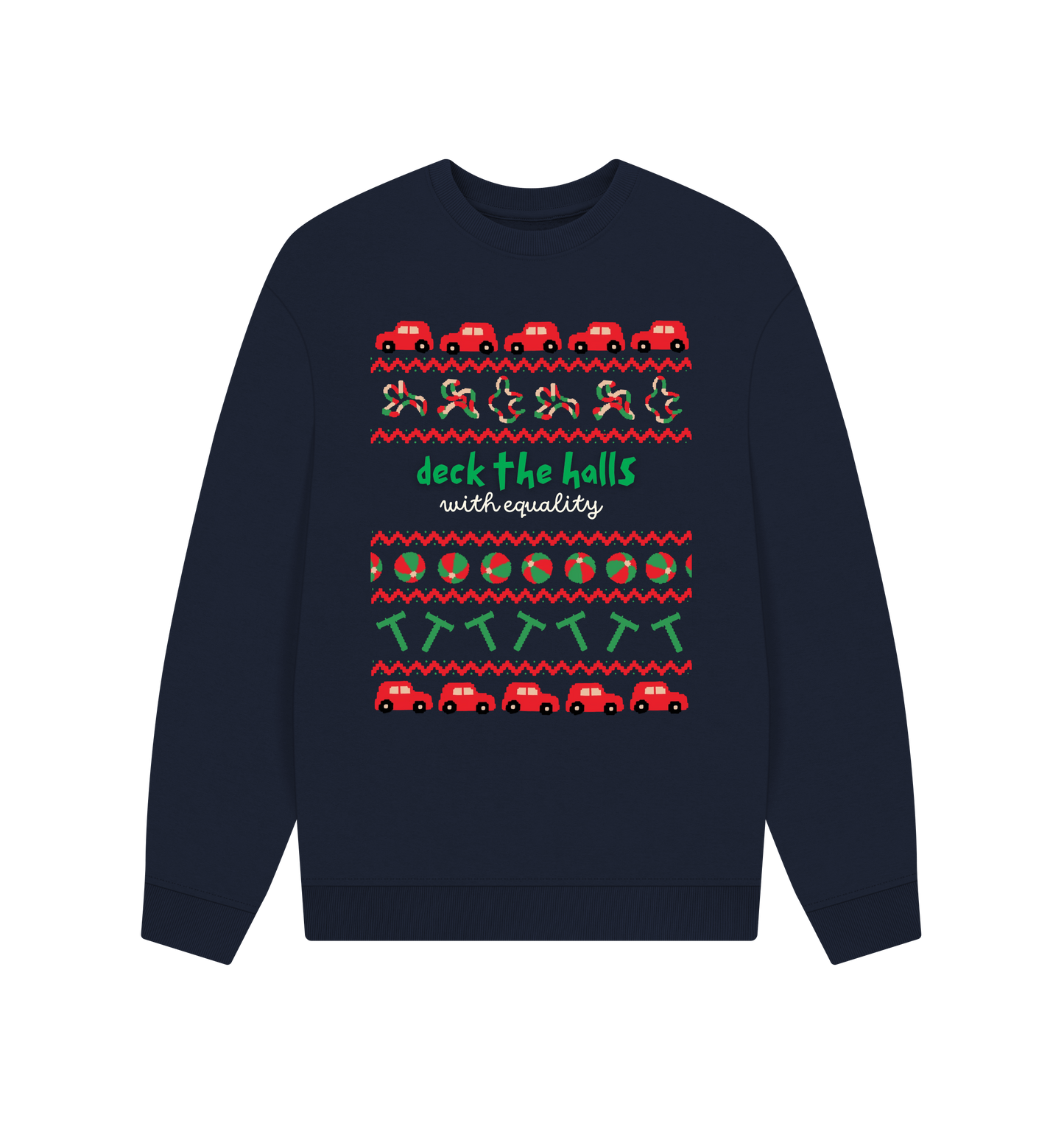 Navy Blue Printed Sweater Front