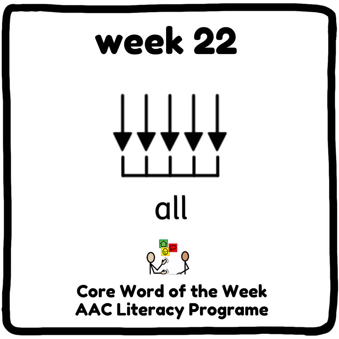 What 'all' my sensory learners will be learning this week - Week 22 of my Core Word Programme - 'all'