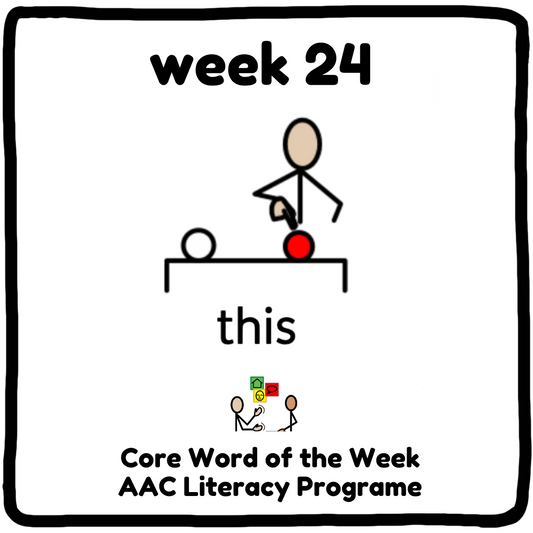 'This' is the word that I'll be teaching my sensory learners this week! Week 24 of my Core Word Programme - 'This'