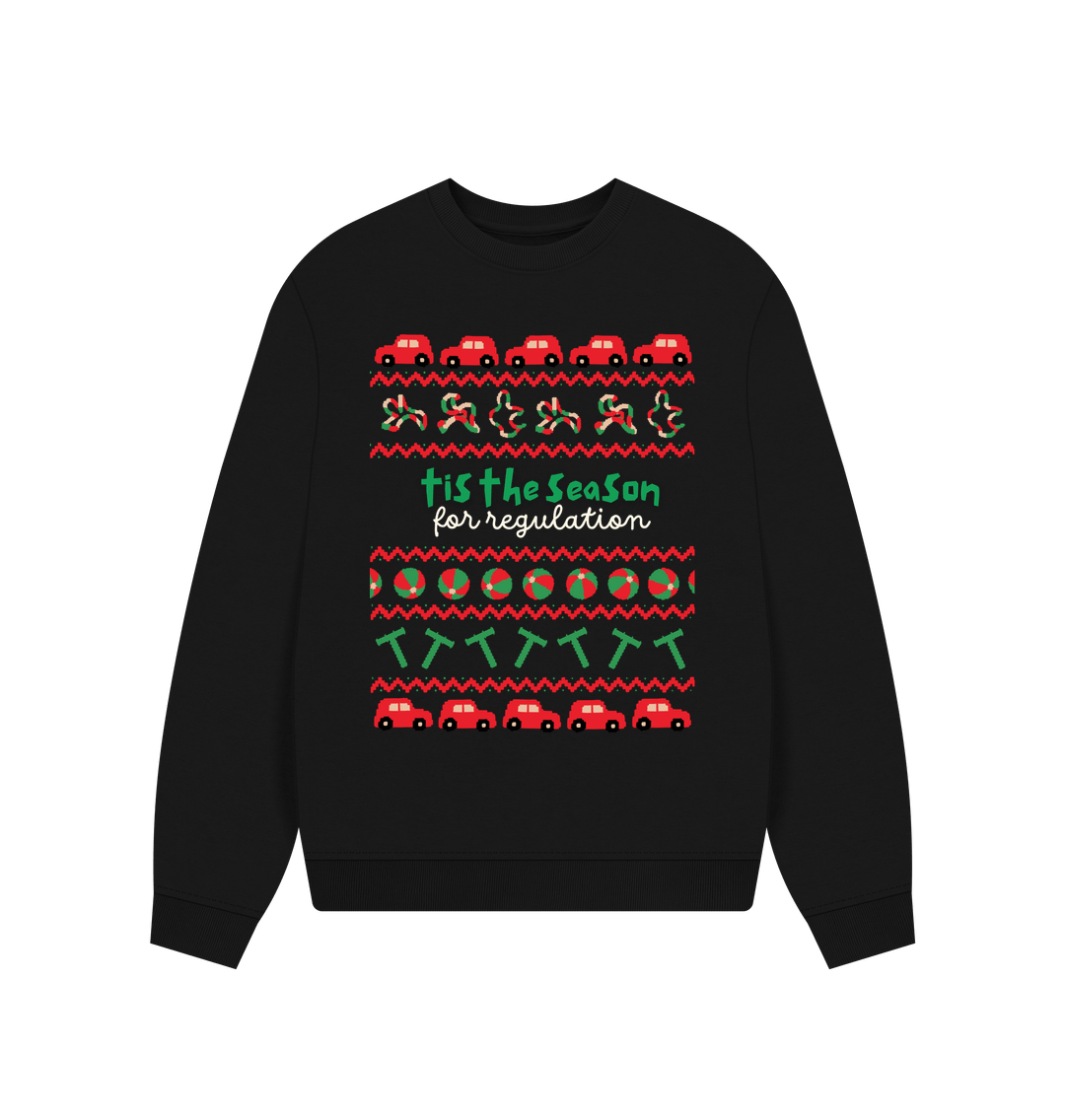 Black Sensory Tis the Season Women's Oversized Jumper (dark)