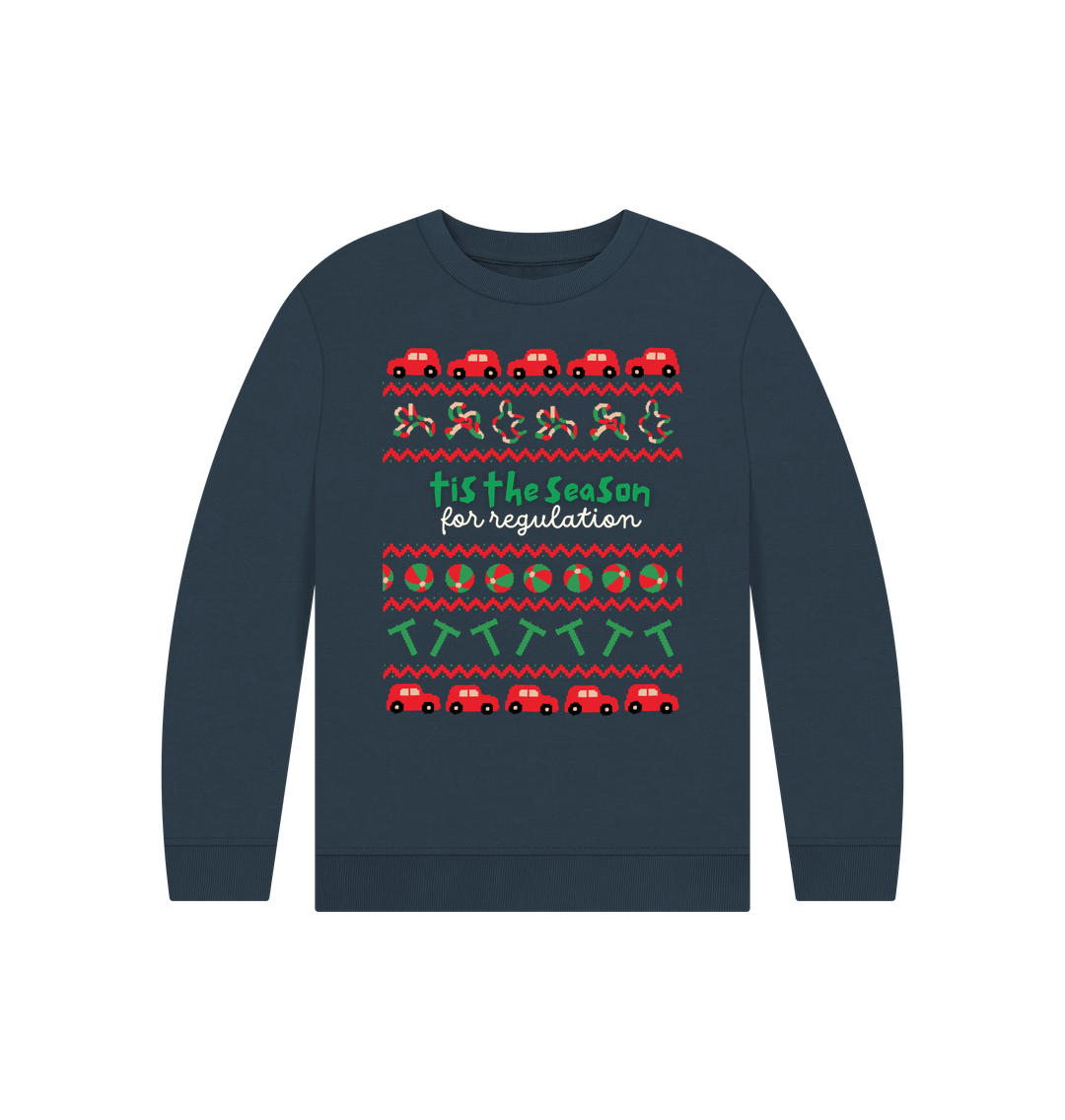 Navy Blue Sensory Tis the Season Kid's Sweater (dark)