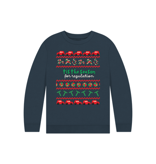 Navy Blue Sensory Tis the Season Kid's Sweater (dark)