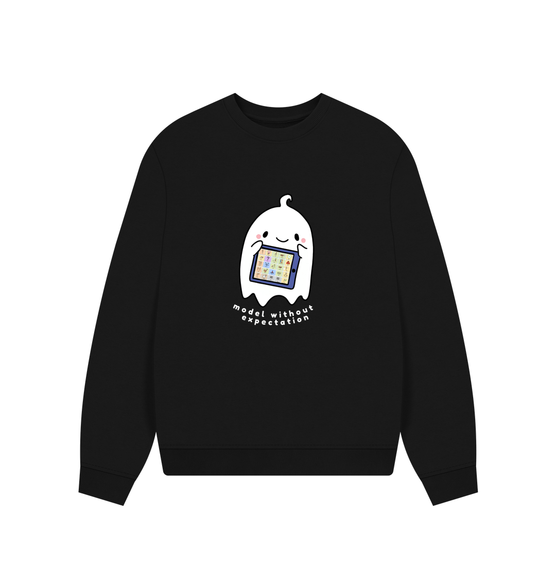 Black Printed Sweater Front
