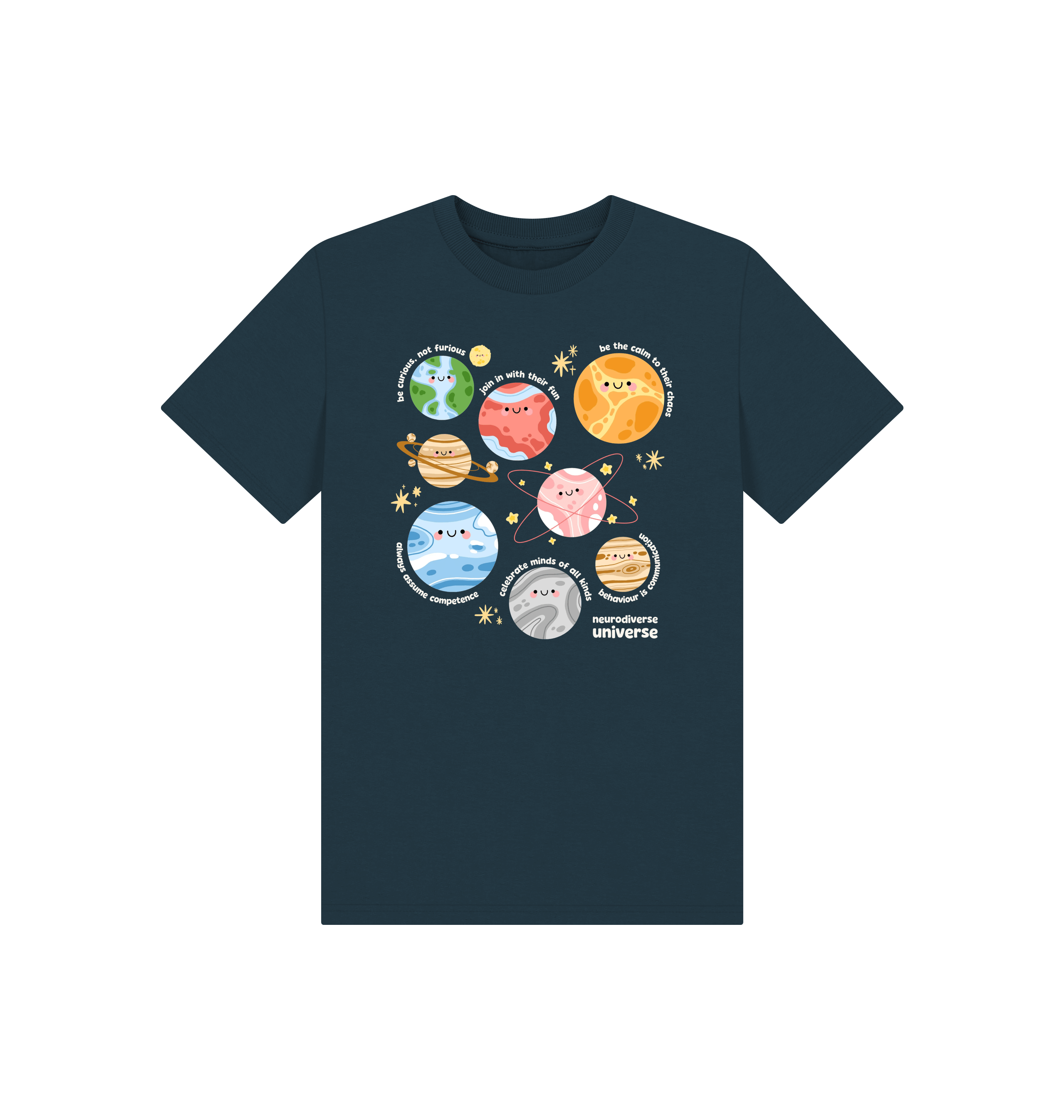Denim Blue Printed Kids T-Shirt Front