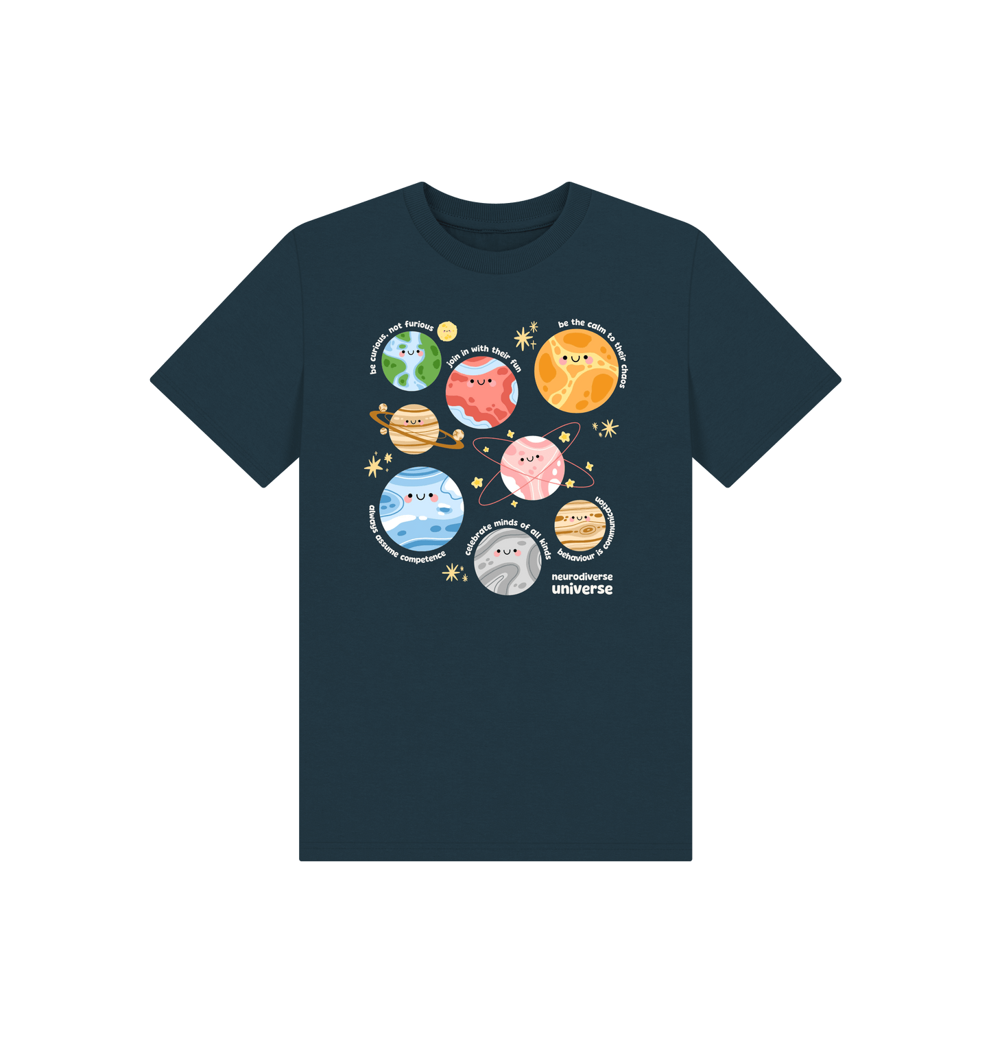 Denim Blue Printed Kids T-Shirt Front