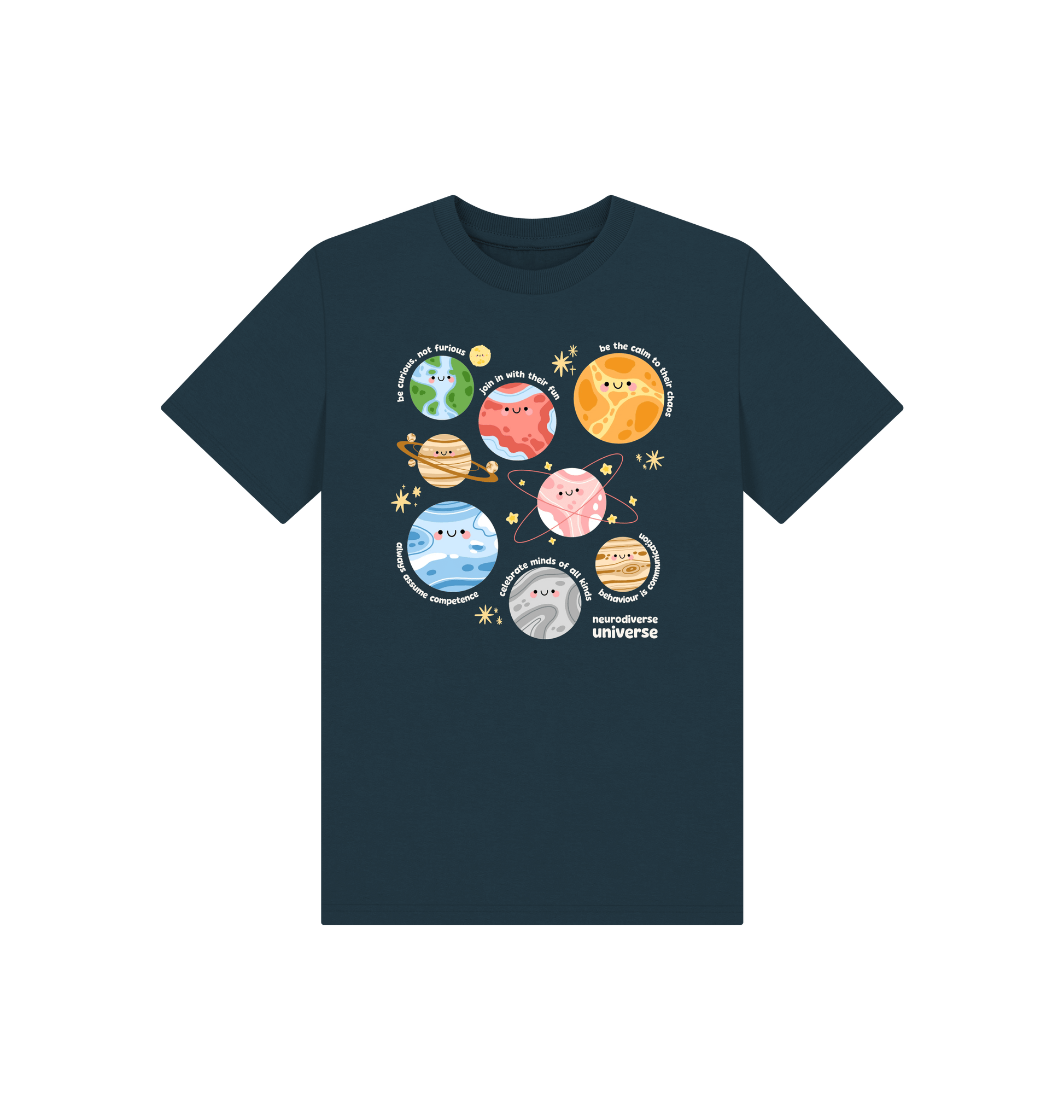 Denim Blue Printed Kids T-Shirt Front