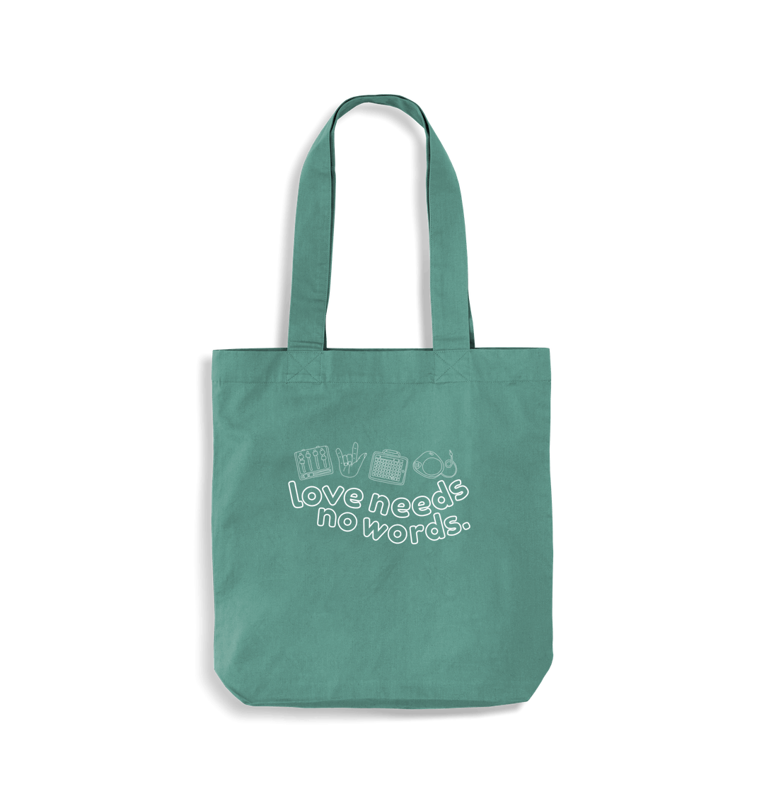 Sage Green Love Needs No Words tote