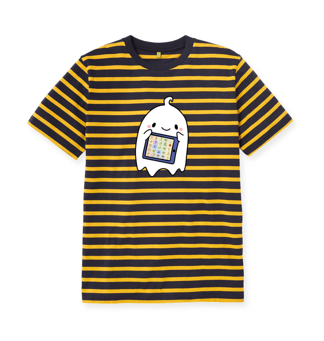 Navy & Mustard Stripe Printed Premium T-Shirt Front