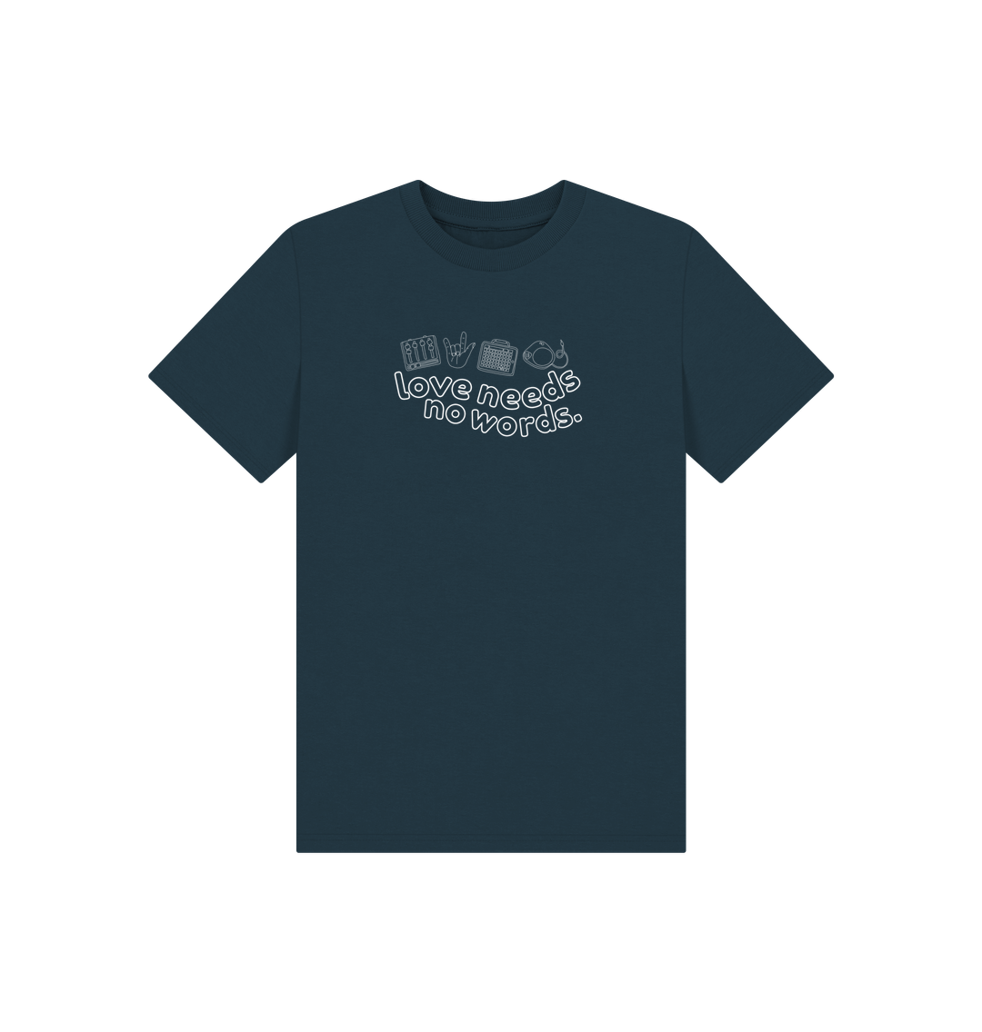 Denim Blue Love Needs No Words Kids Tee