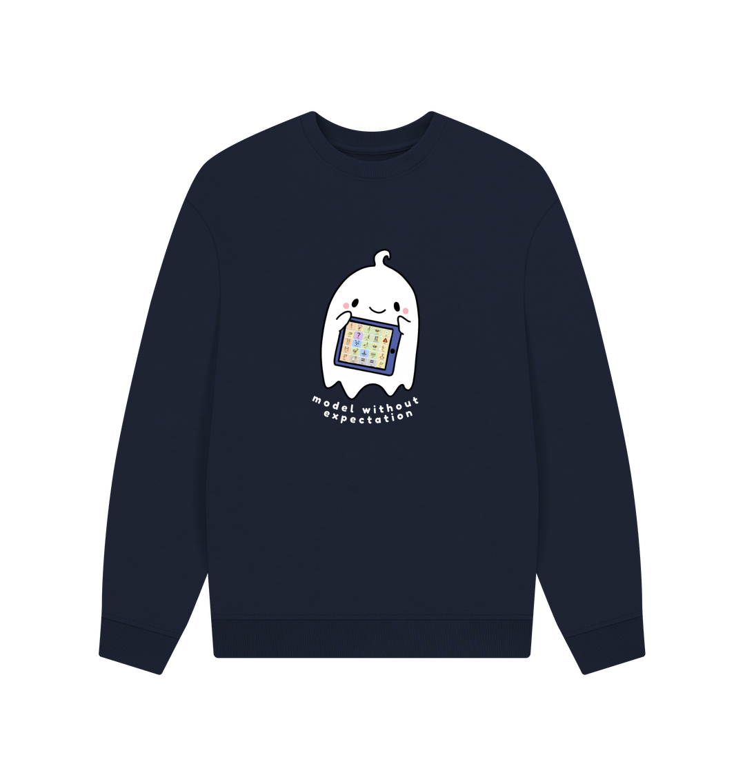 Navy Blue Printed Sweater Front