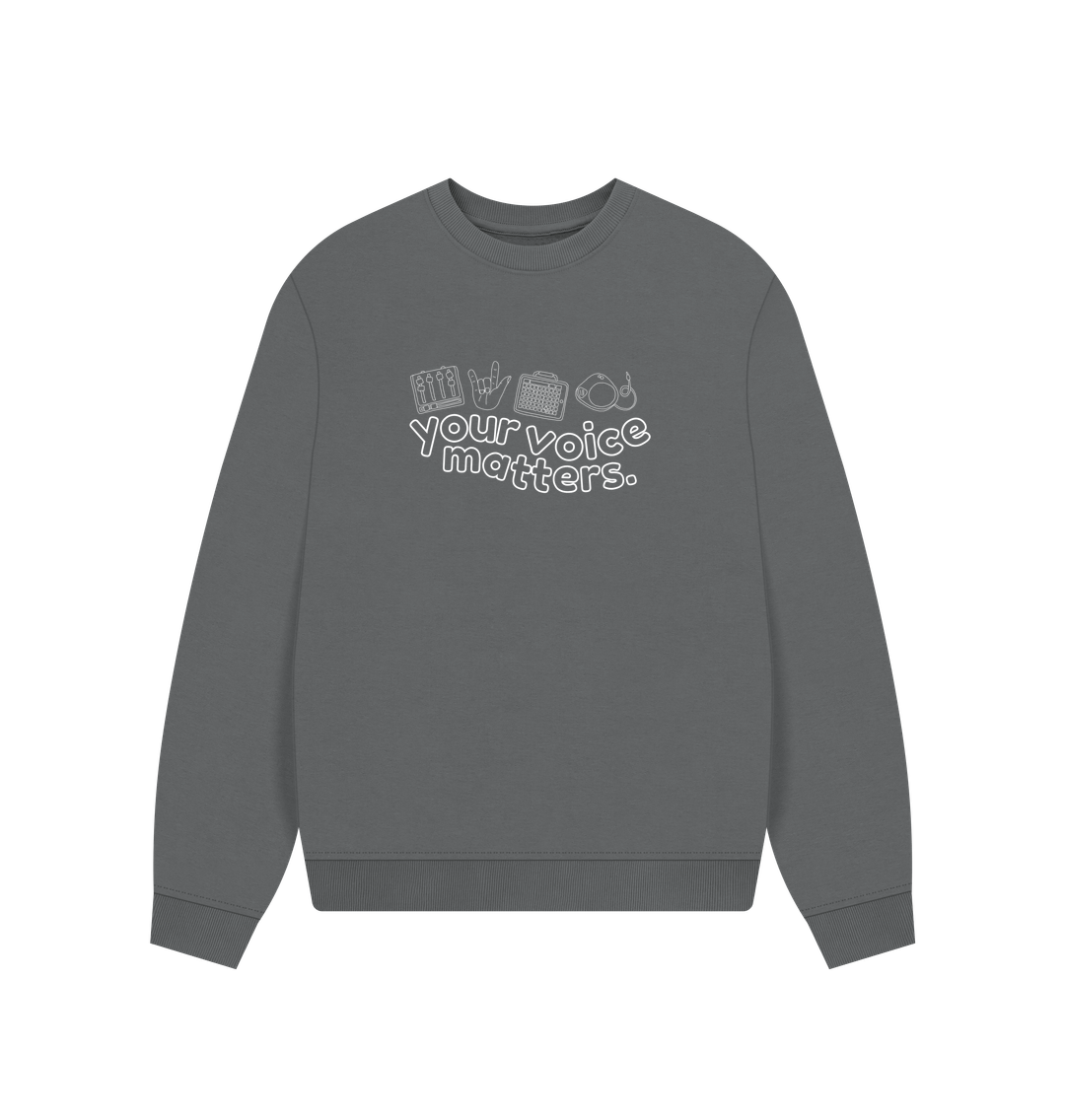 Slate Grey Your Voice Matters Oversized Women's Sweater