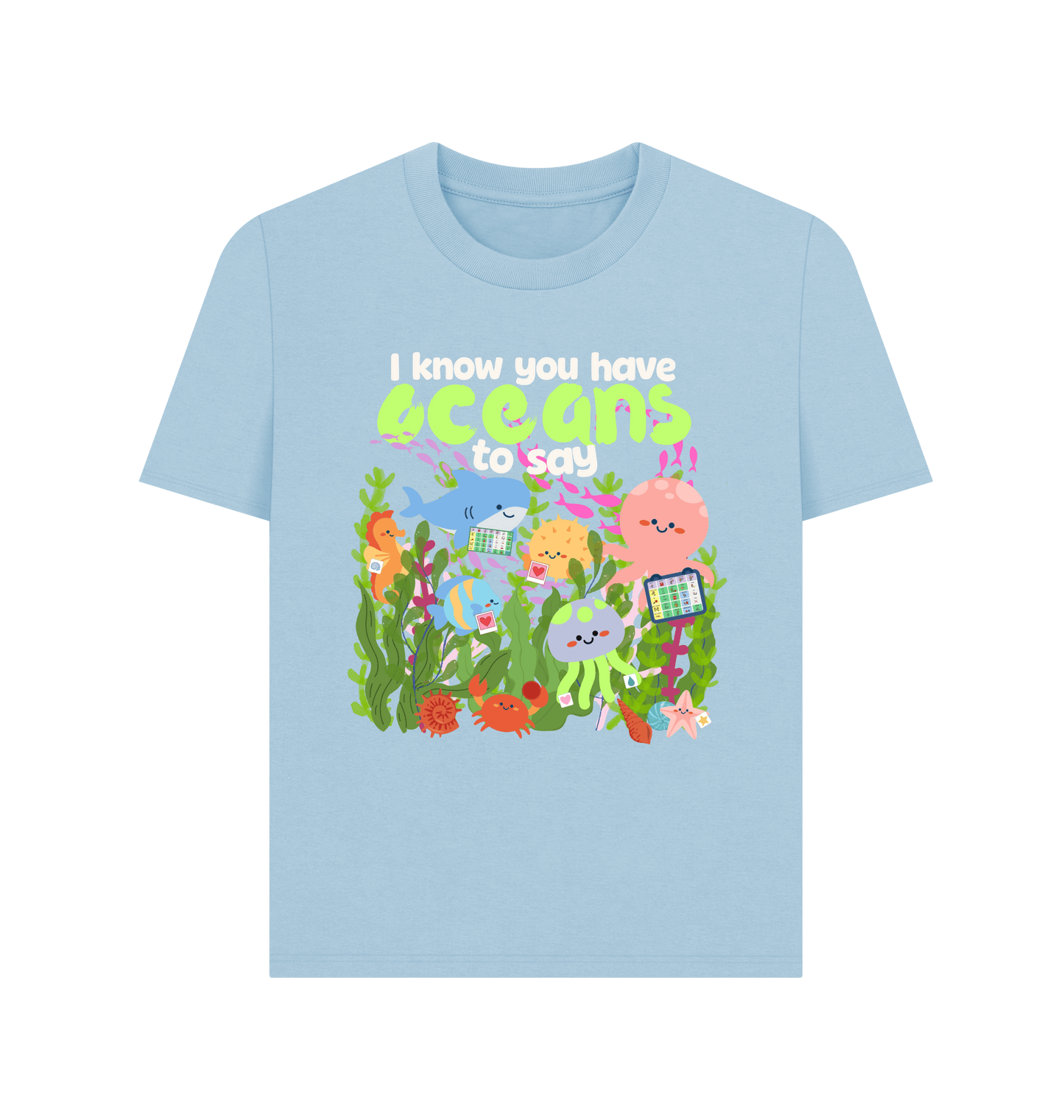 Milky Blue Printed T-shirt Front