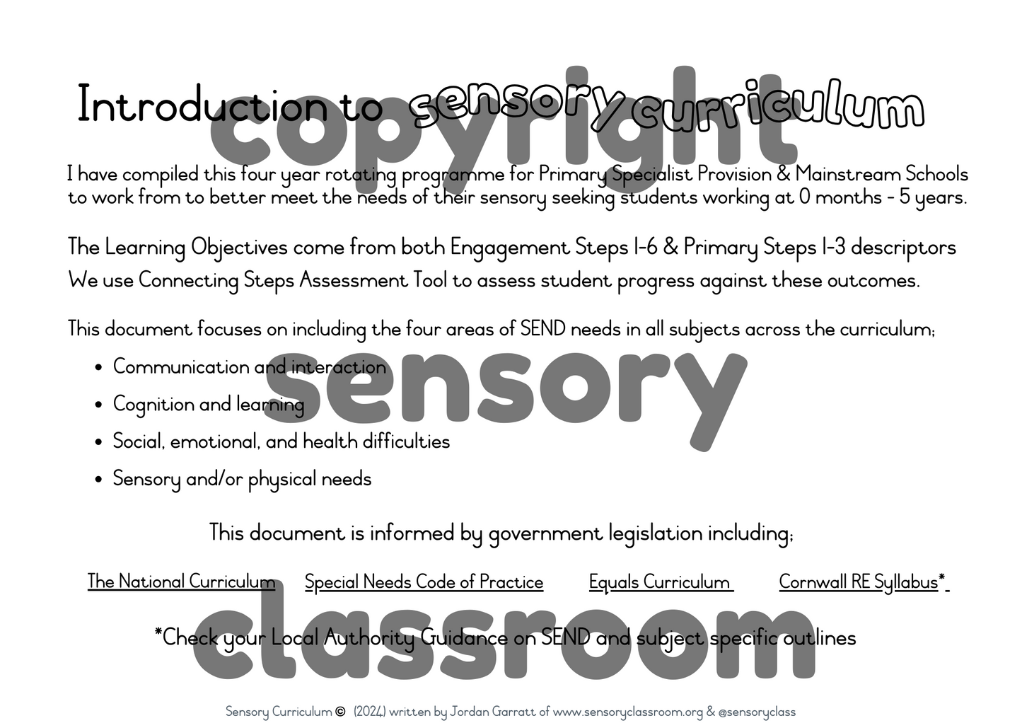 FULL Sensory Curriculum