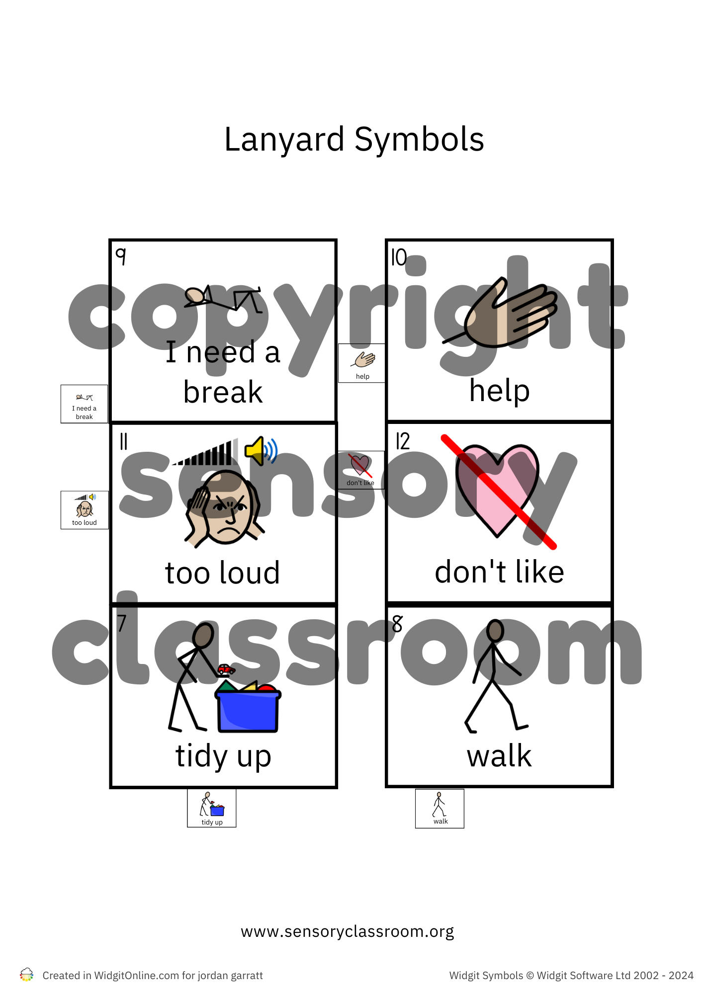 Core Word Lanyard Symbols