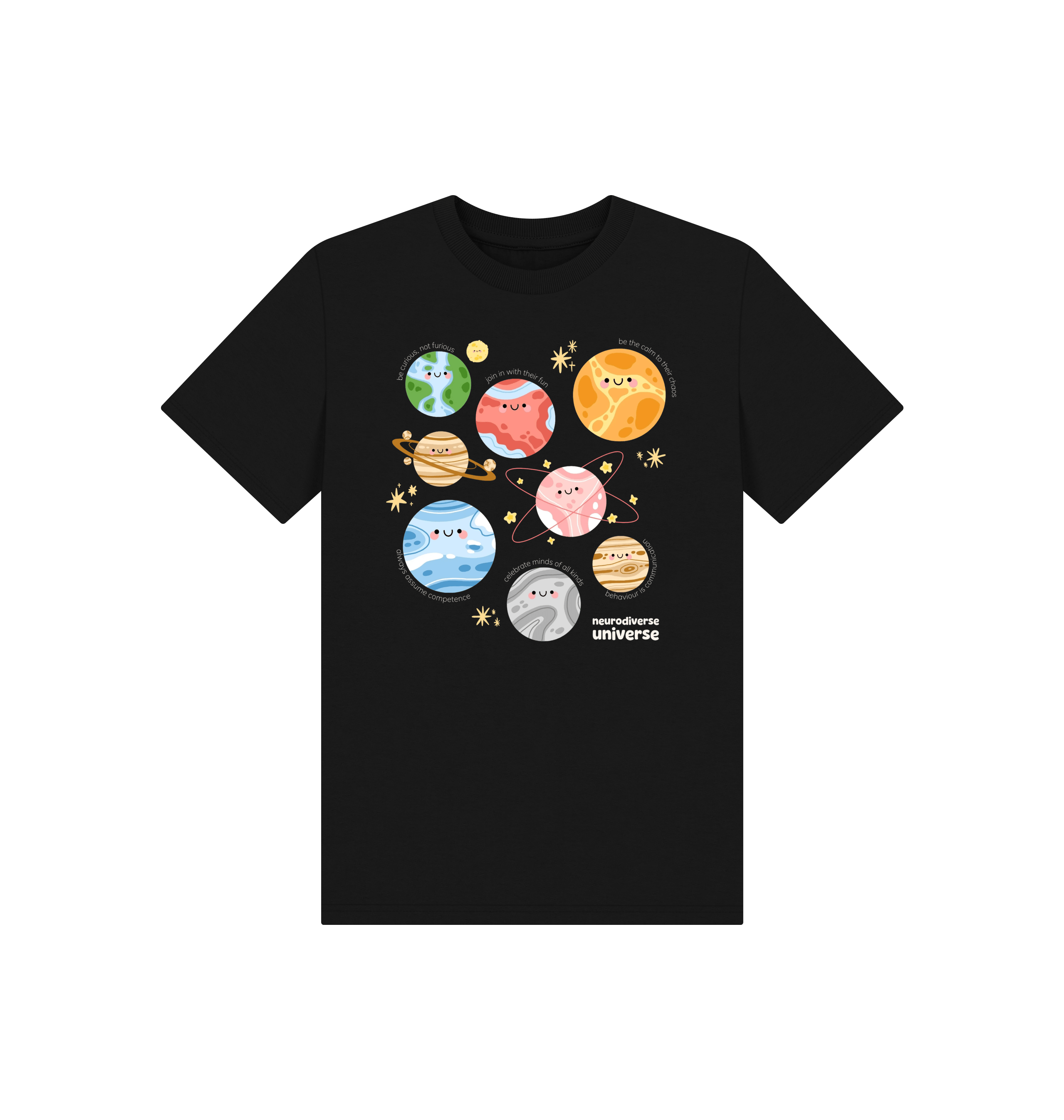 Black Printed Kids T-Shirt Front