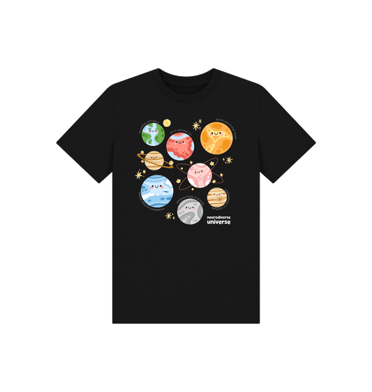 Black Printed Kids T-Shirt Front