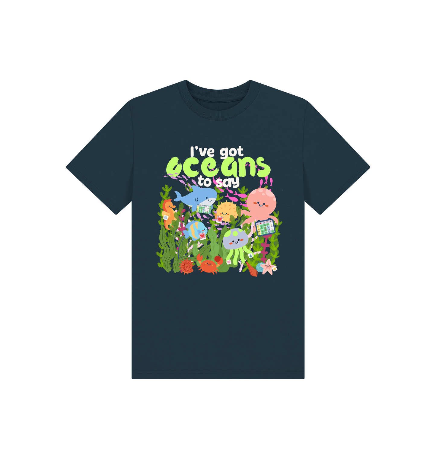 Denim Blue Printed Kids T-Shirt Front