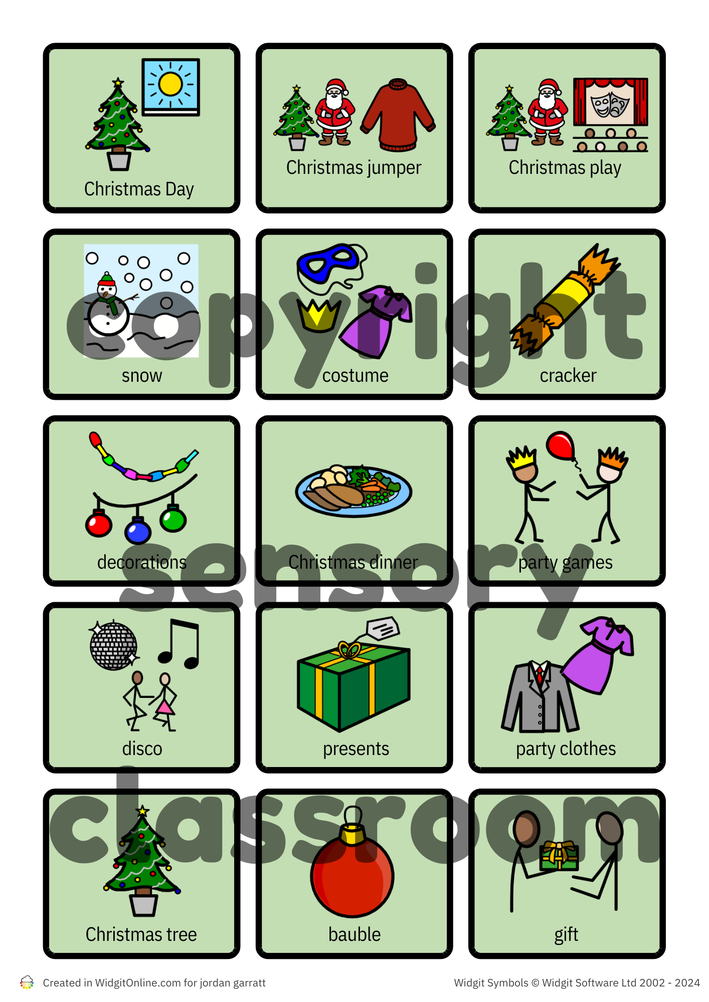 Christmas Symbols (colourful semantics)