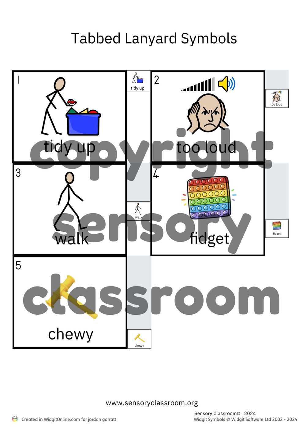Blocking Visual Symbol Editable Visual Symbols (tabbed) – Sensory Classroom Ltd