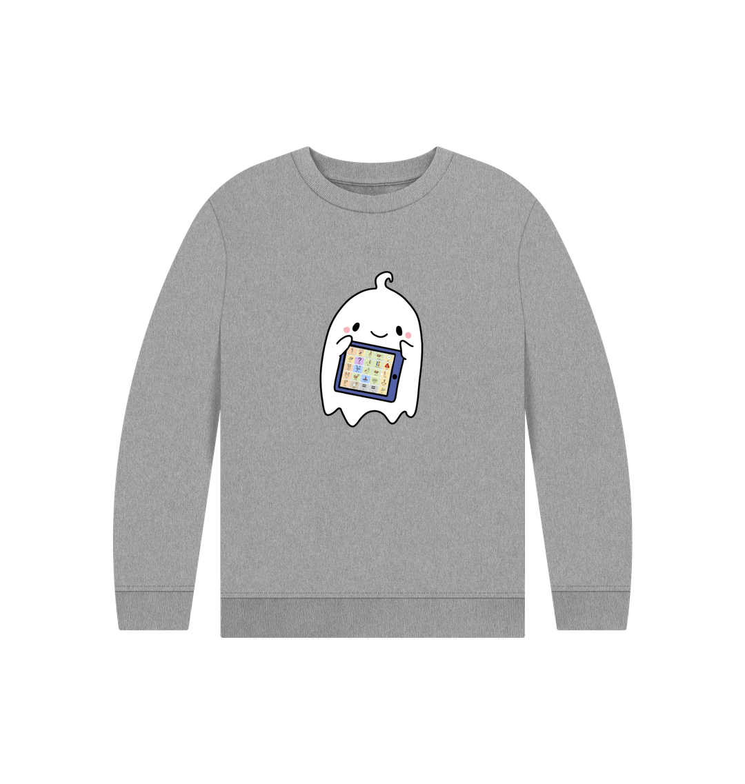 Athletic Grey Printed Kids Jumper Front
