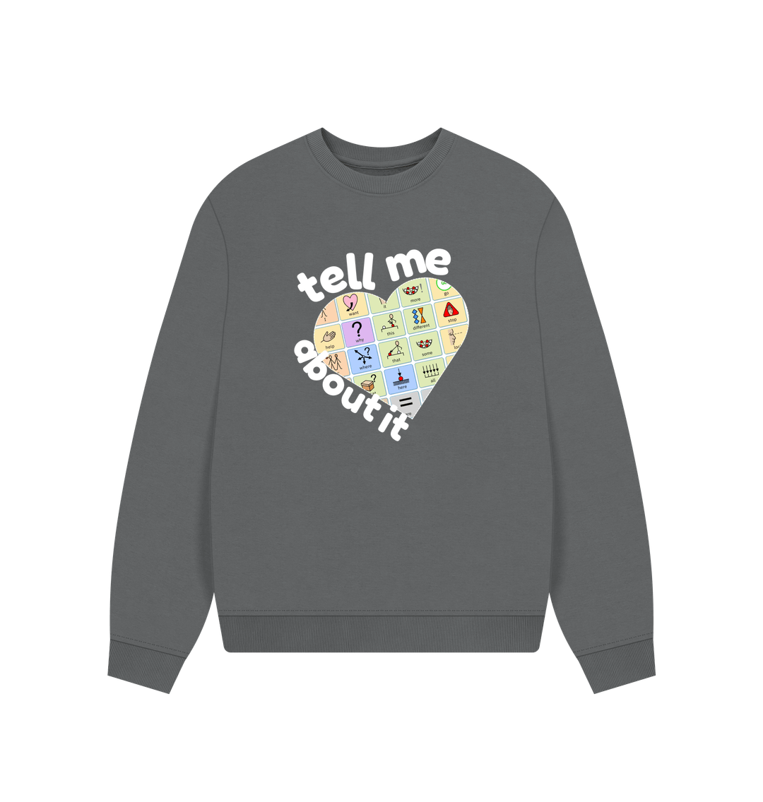 Slate Grey Tell me About It Oversized Women's Sweater