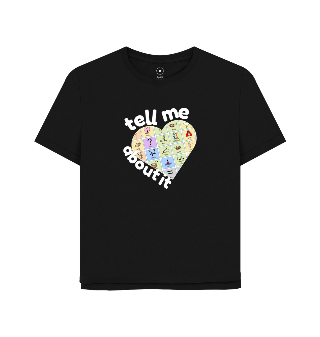 Black Tell me About It Oversized Women's Tee