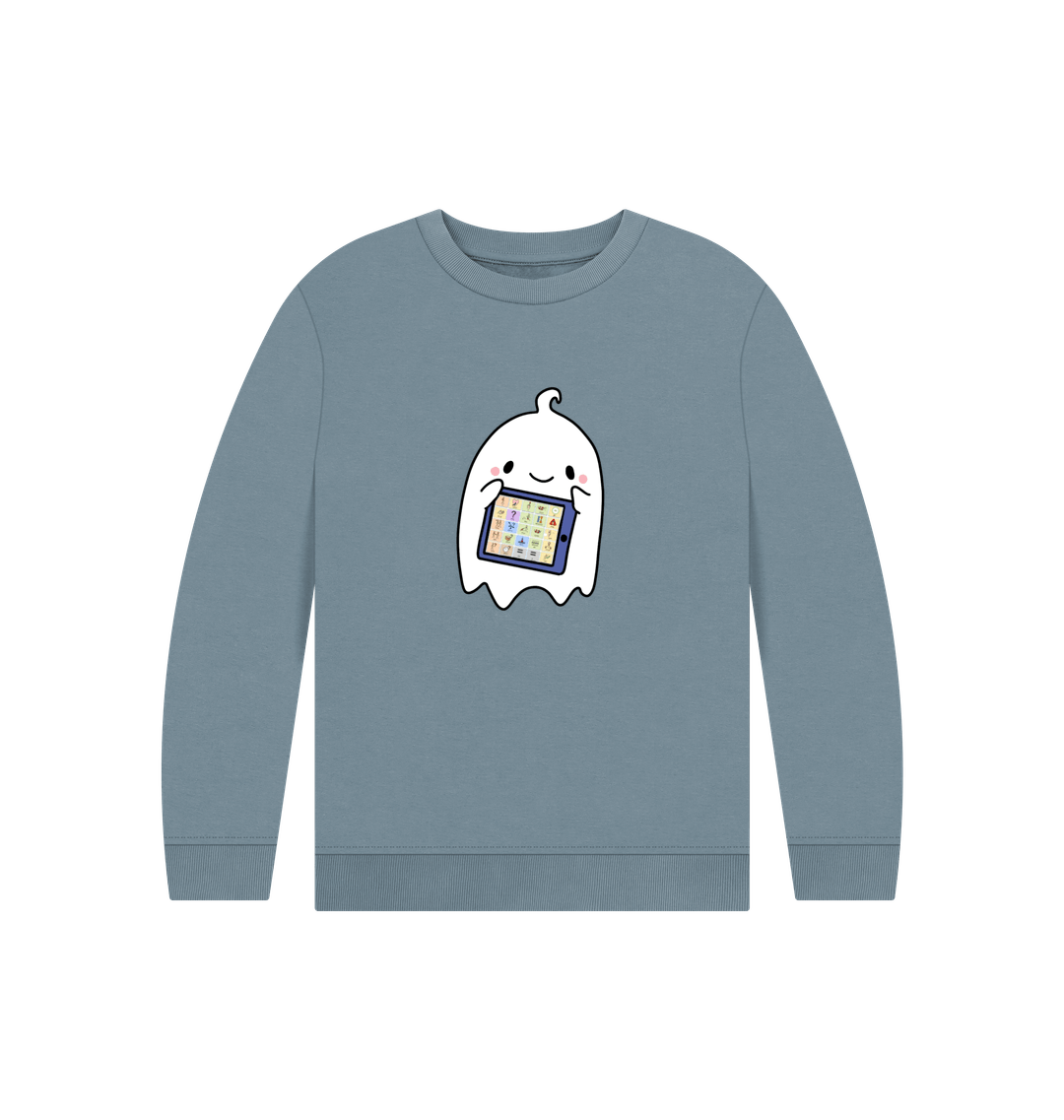 Stone Blue Printed Kids Jumper Front