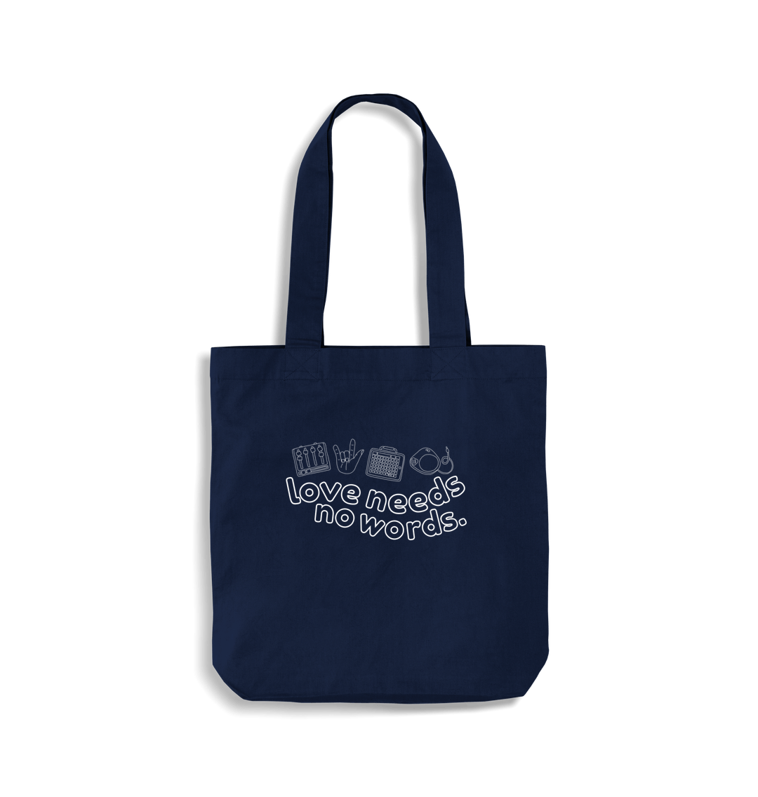 French Navy Love Needs No Words tote