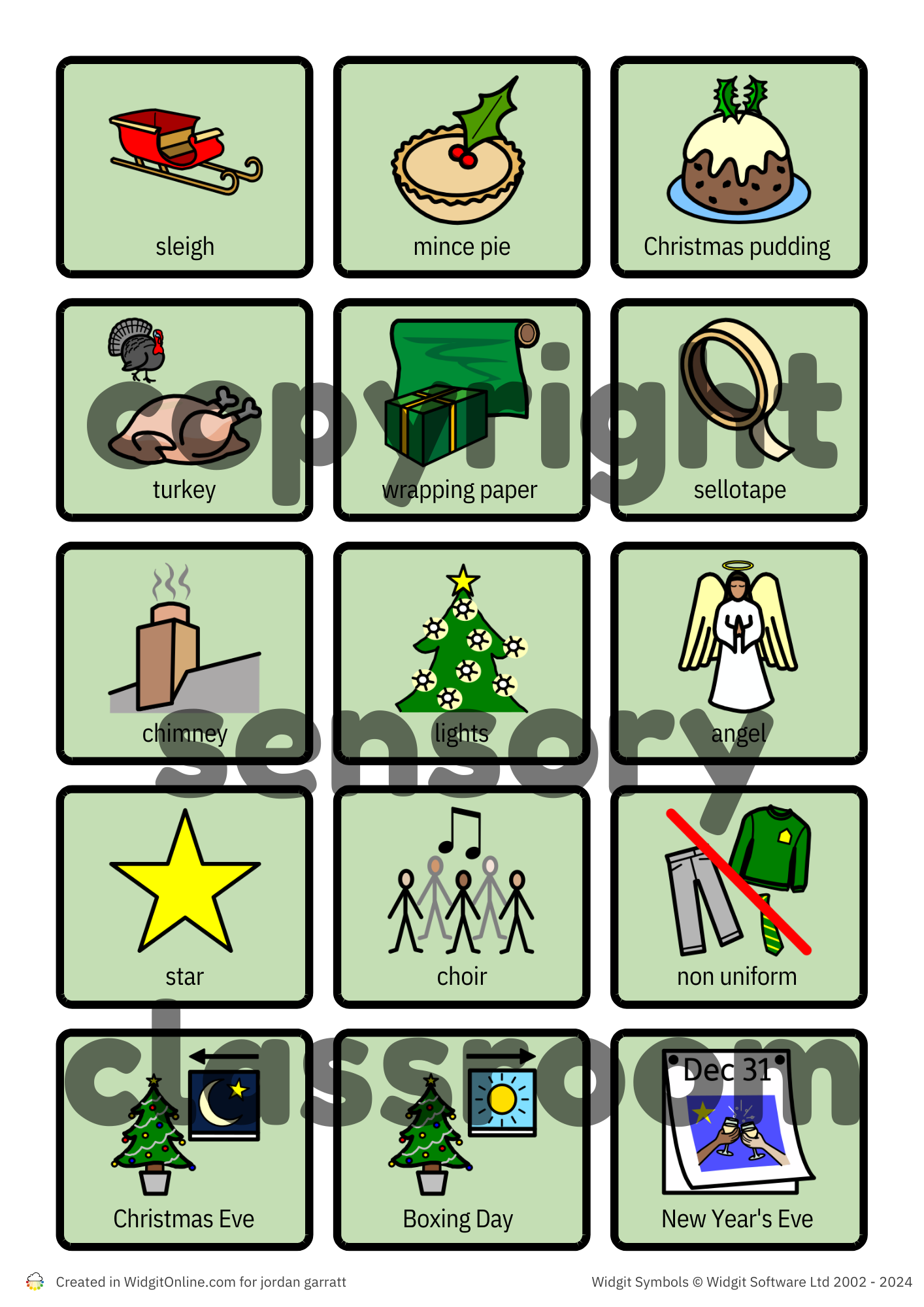 Christmas Symbols (colourful semantics)