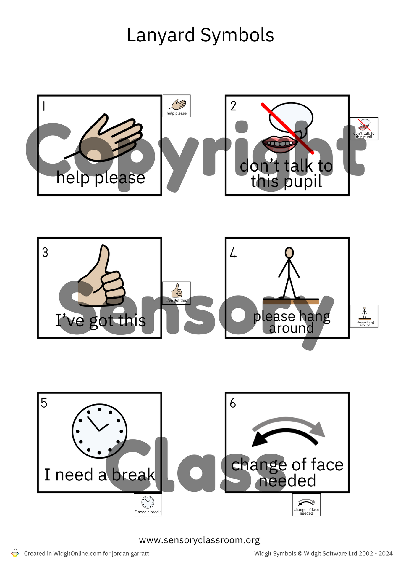 Lanyard Symbols Sets – Sensory Classroom