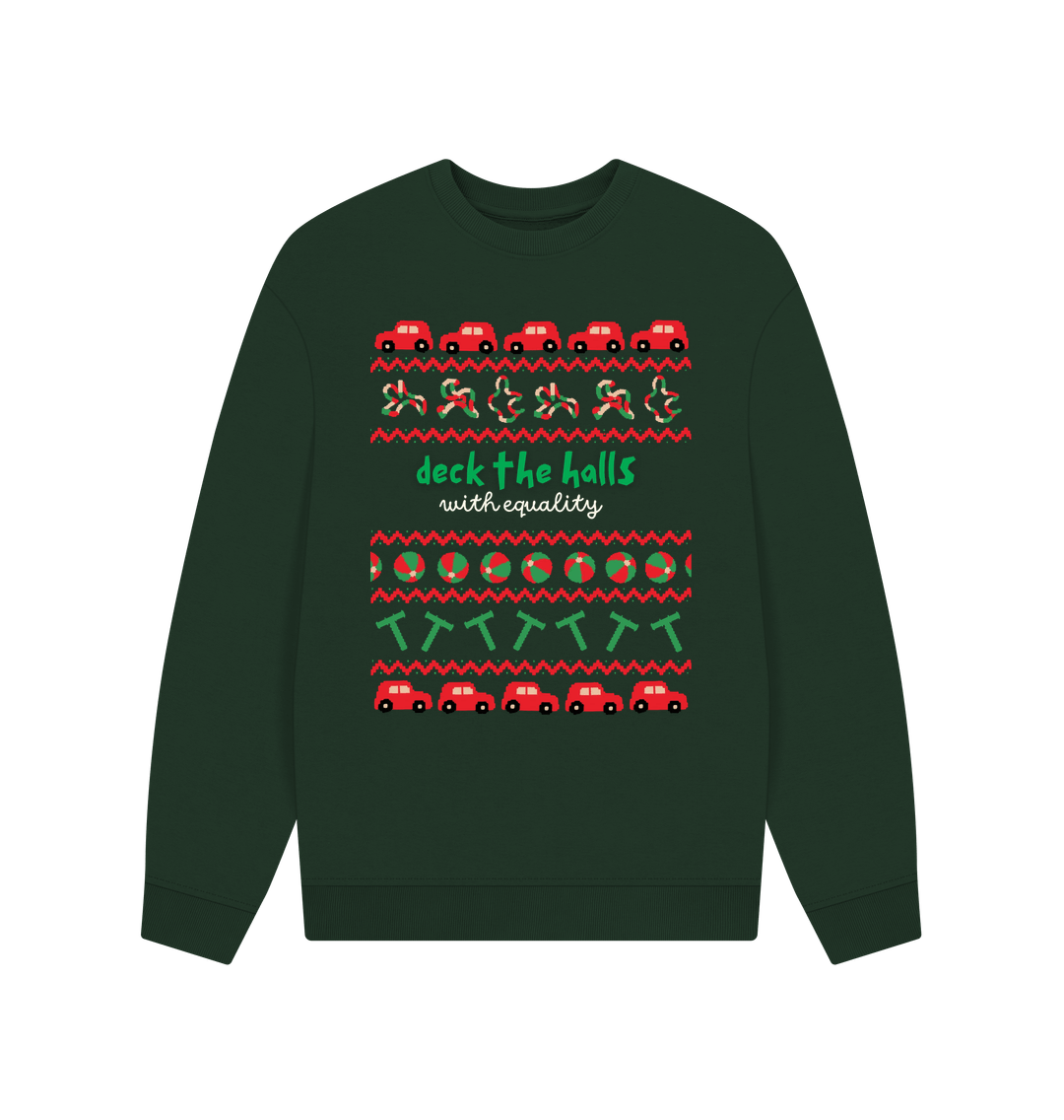 Evergreen Sensory Deck the Halls with Equality Men's oversized sweater (dark)