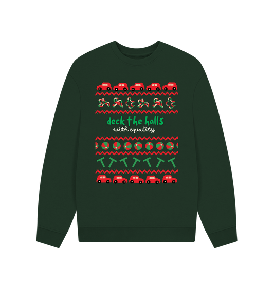 Evergreen Sensory Deck the Halls with Equality Men's oversized sweater (dark)