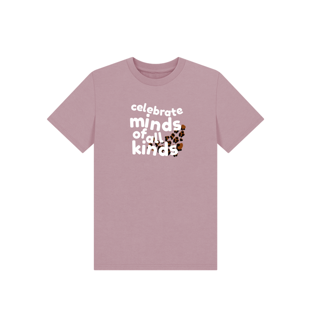 Mauve Celebrate Minds of all Kinds Kids Tee