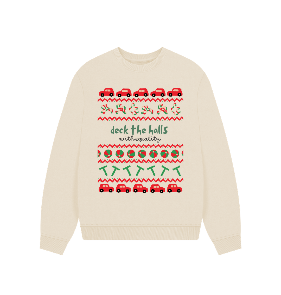 Oat Sensory Deck the Halls with Equality Women's oversized sweater (light)