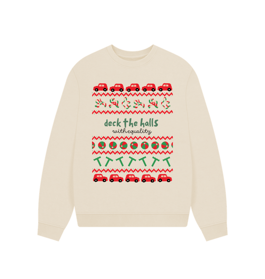 Oat Sensory Deck the Halls with Equality Women's oversized sweater (light)