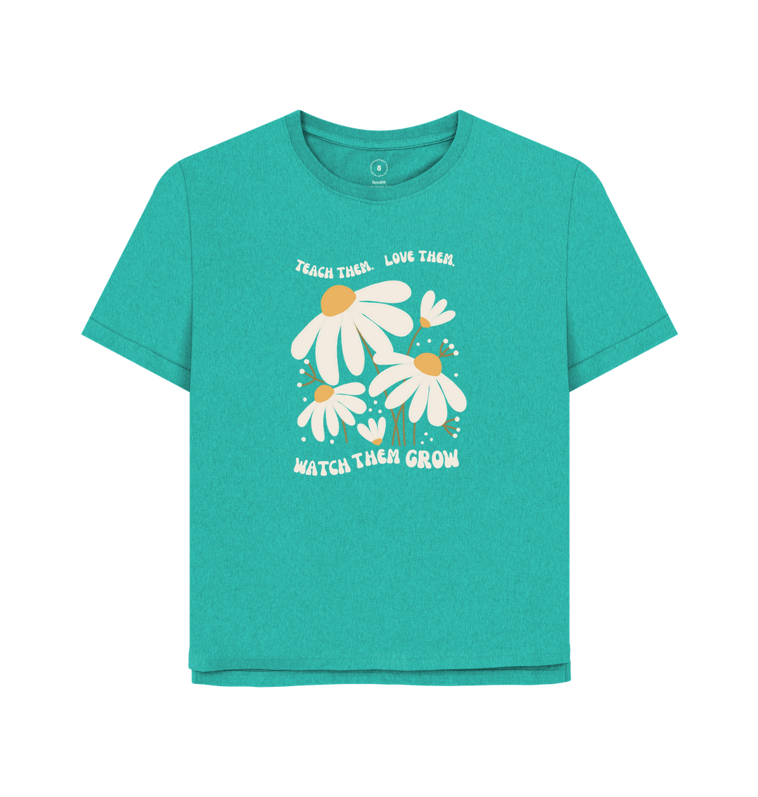 Seagrass Green Teach Them, Love Them Oversized Women's Tee