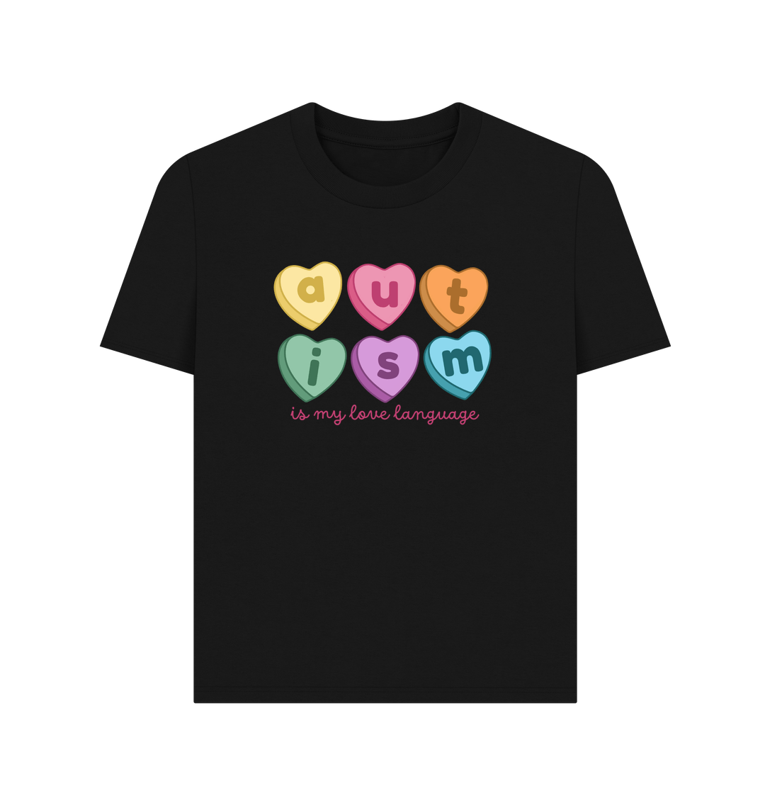 Black Valentine's Autism Love Language Women's Tee