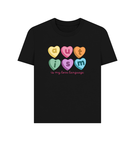 Black Valentine's Autism Love Language Women's Tee