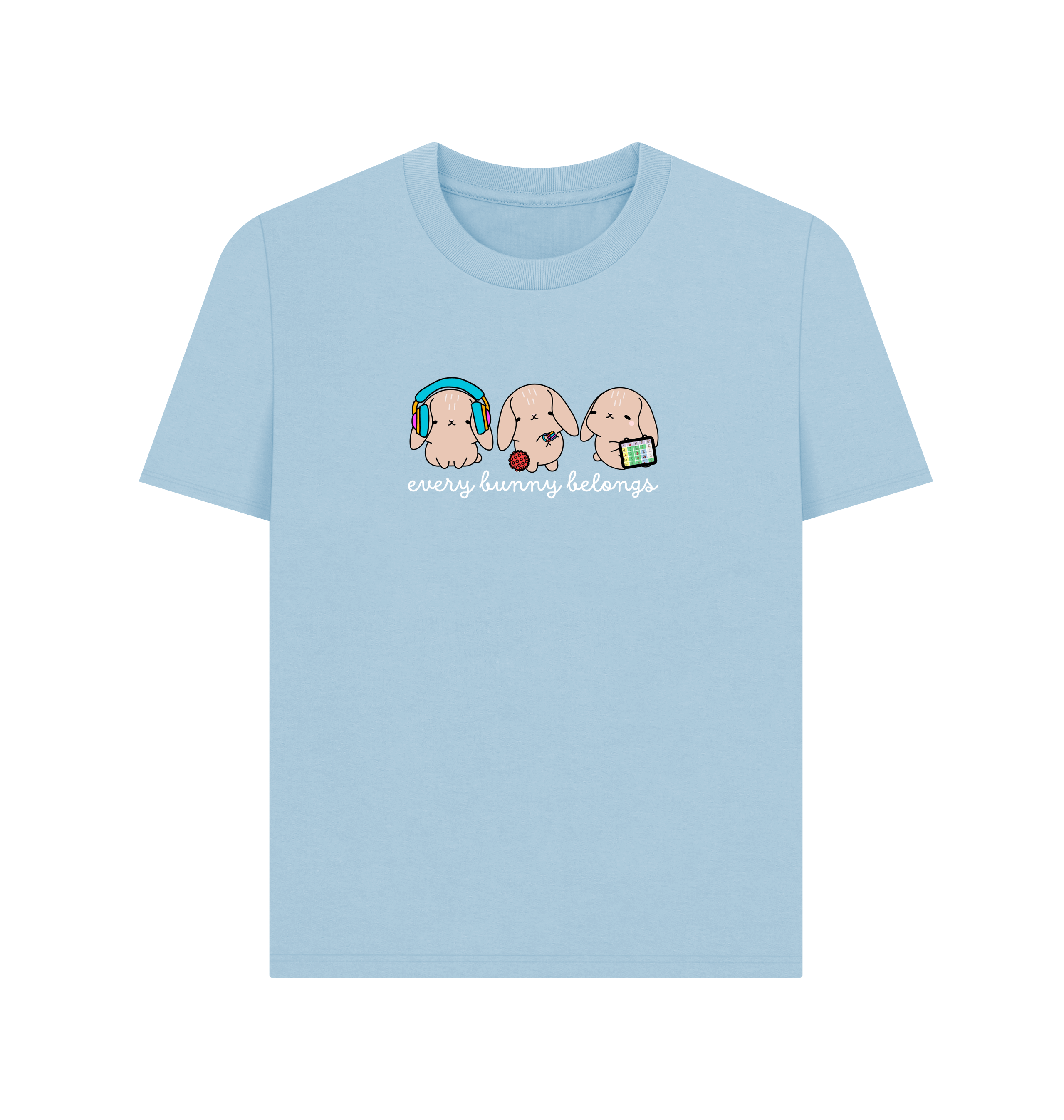 Milky Blue Printed T-shirt Front