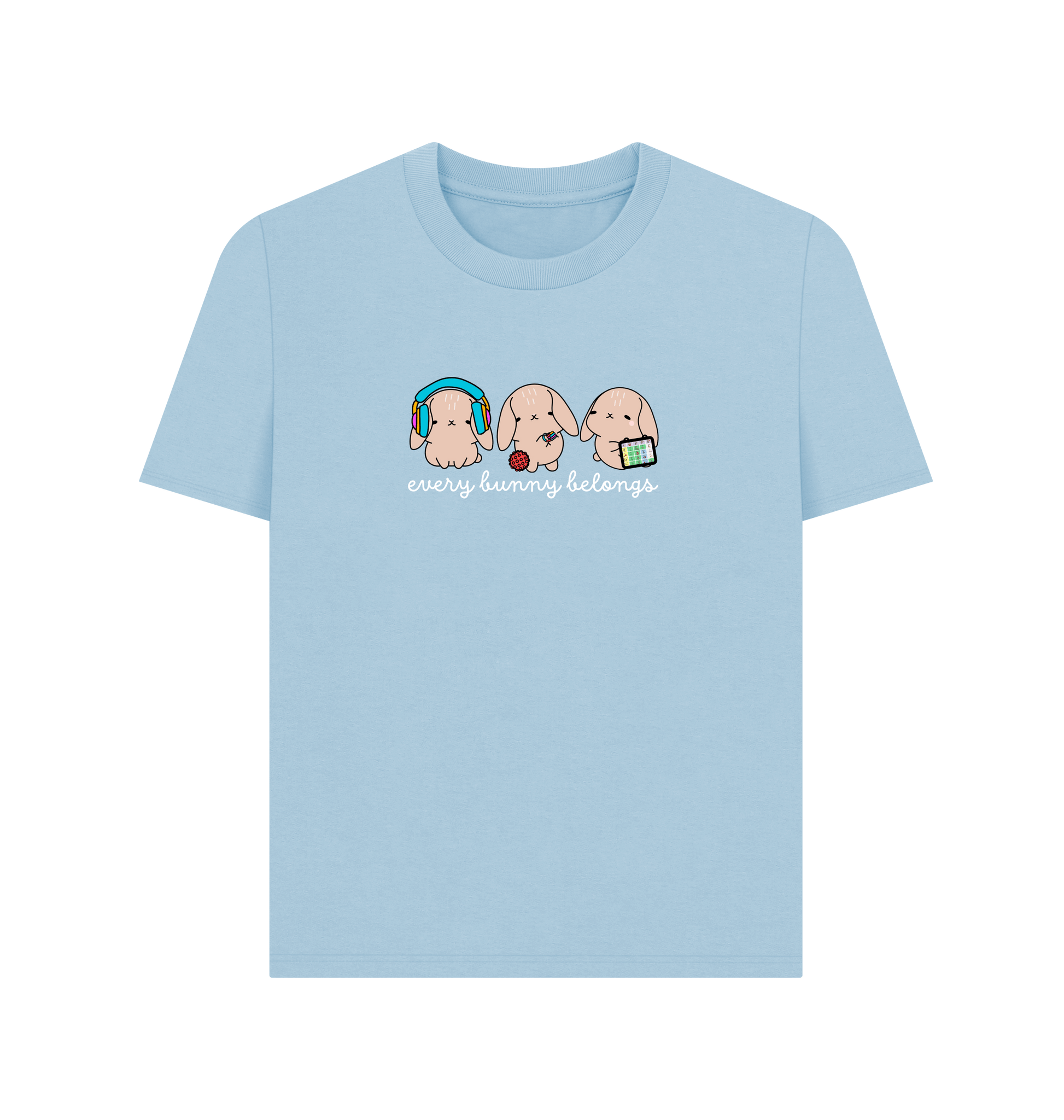 Milky Blue Printed T-shirt Front