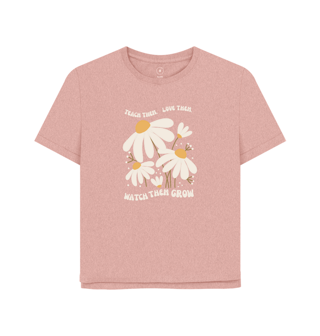 Sunset Pink Teach Them, Love Them Oversized Women's Tee