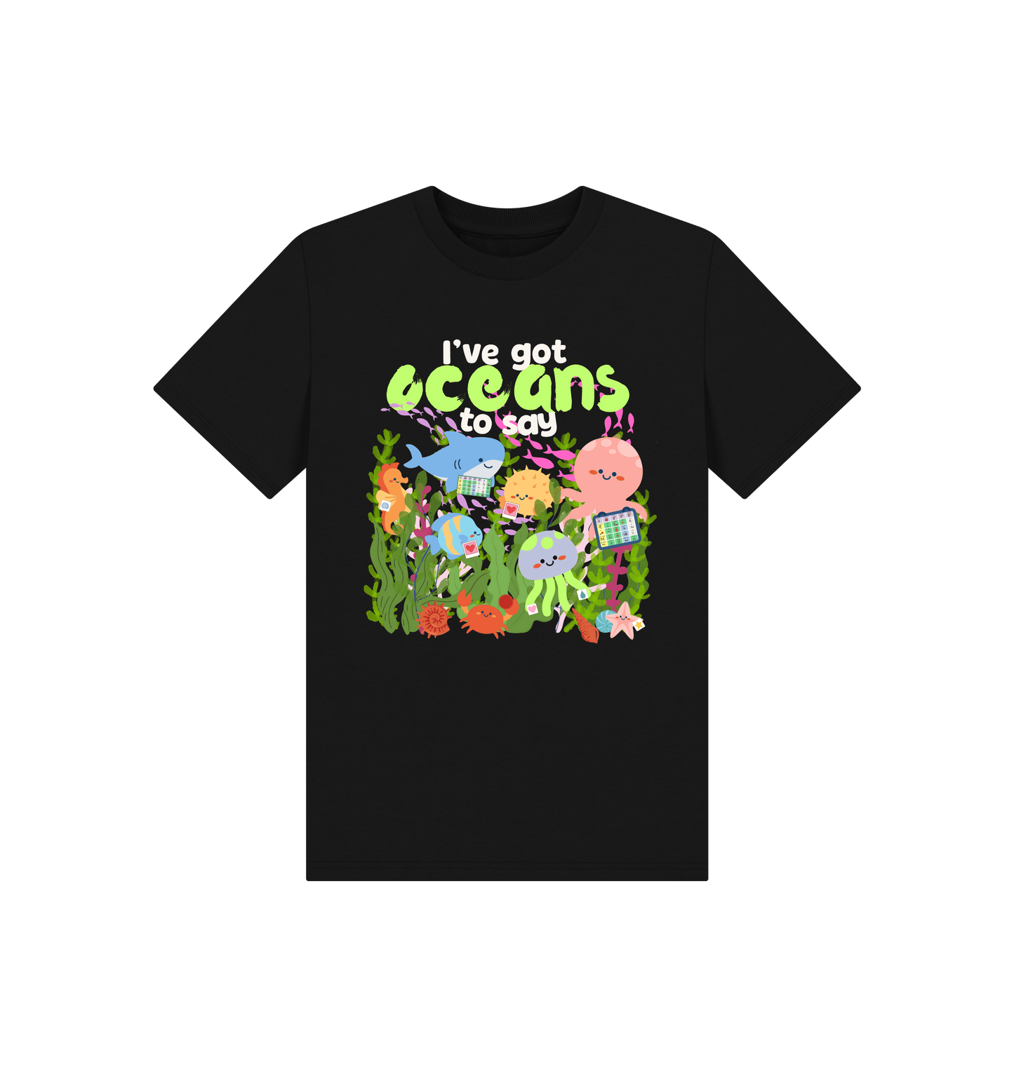 Black Printed Kids T-Shirt Front