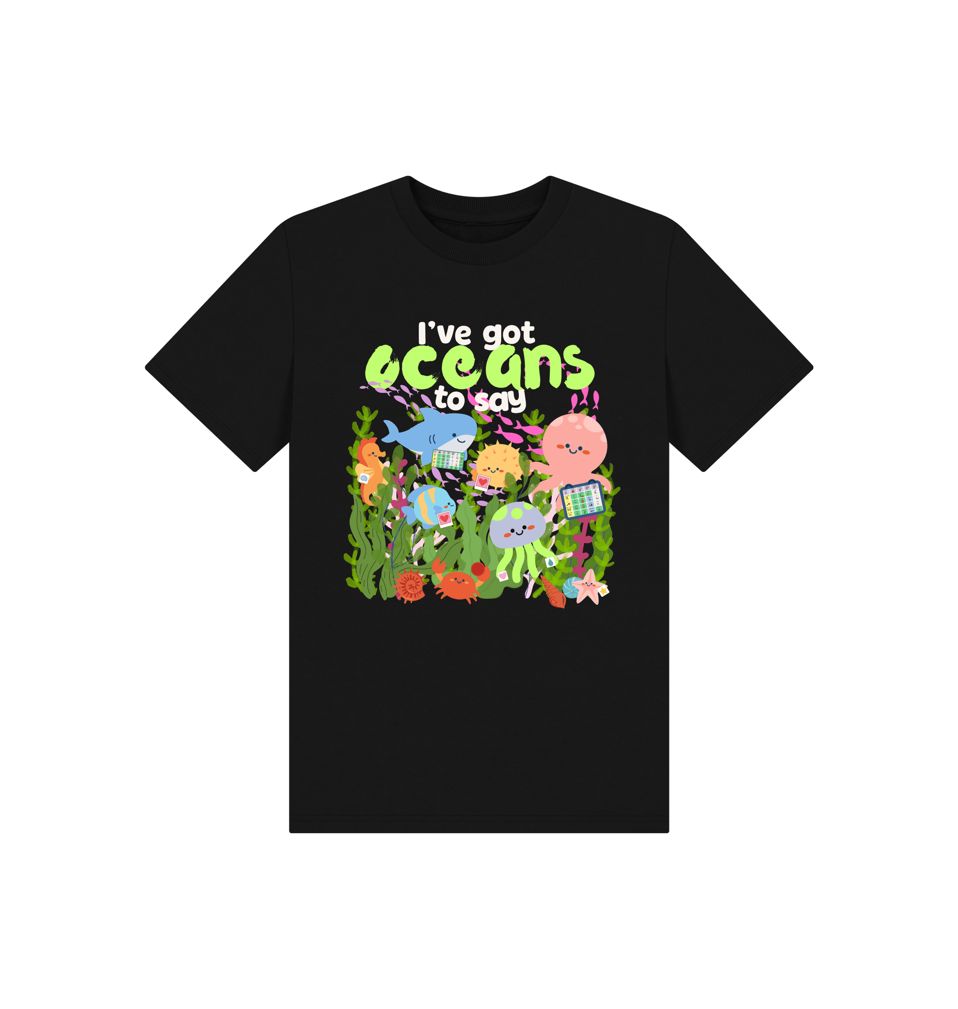 Black Printed Kids T-Shirt Front