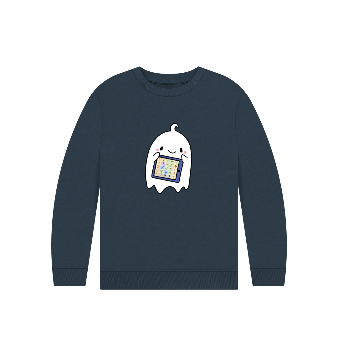 Navy Blue Printed Kids Jumper Front