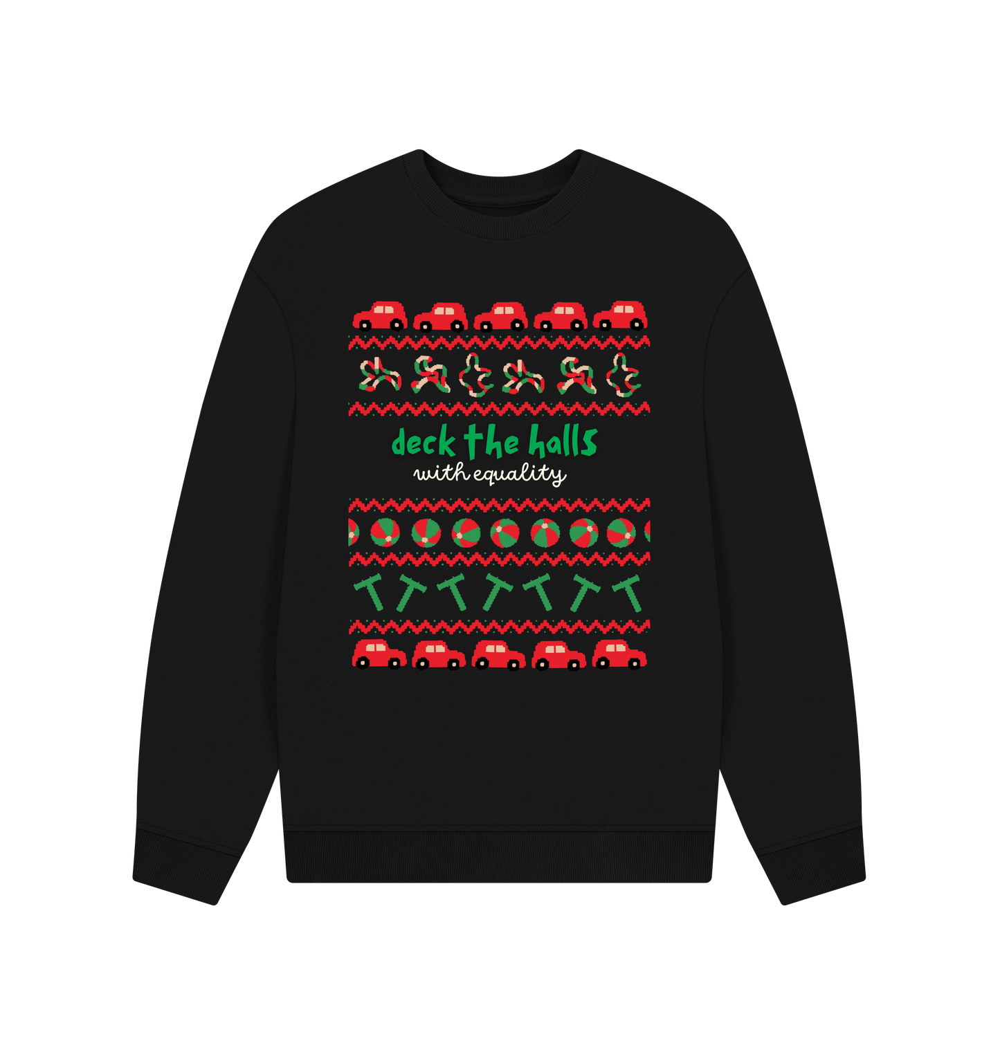 Black Printed Sweater Front