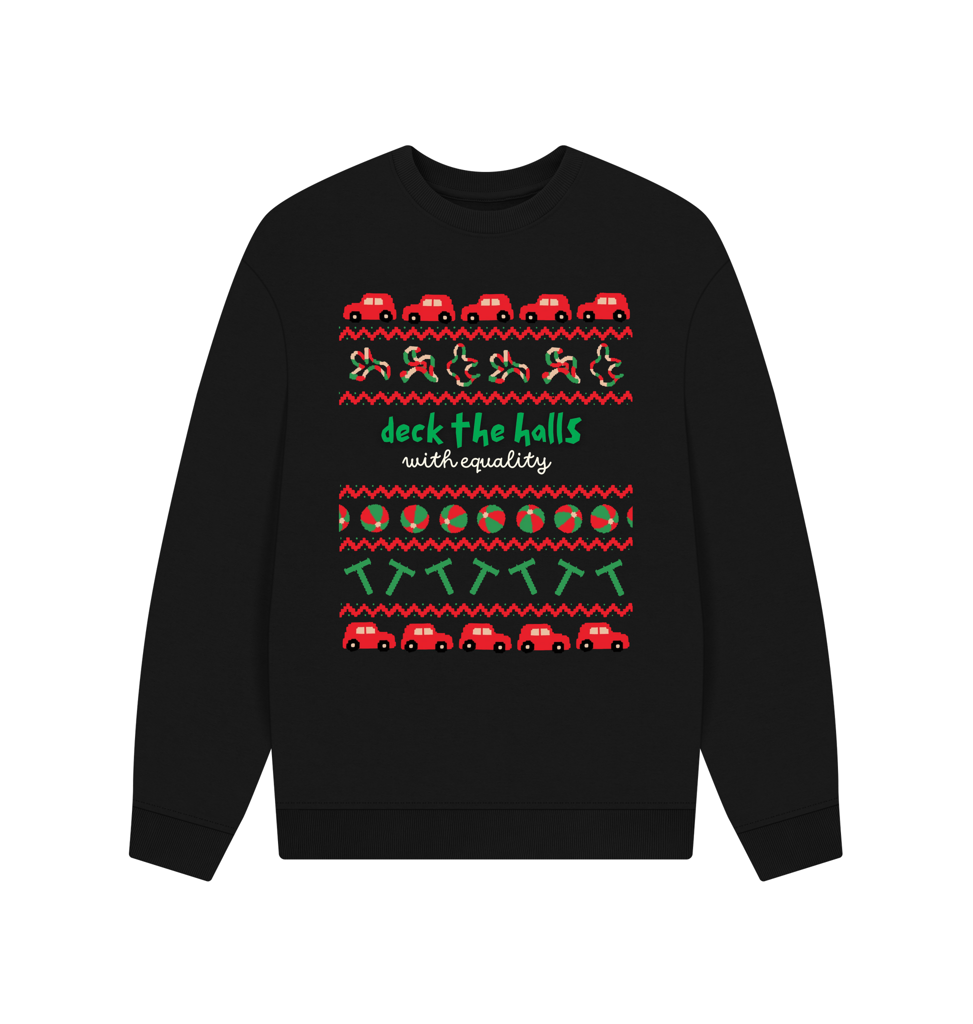 Black Printed Sweater Front